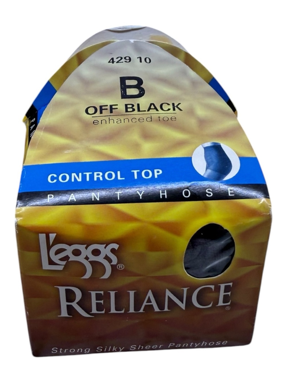 2000 L'eggs RELIANCE Control Top Enhanced Toe Off Black Size B Pantyhose; 42910